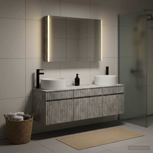Bathroom Cabinet Set 4 pcs Concrete Grey 103.5 x 15.5 x 70 cm