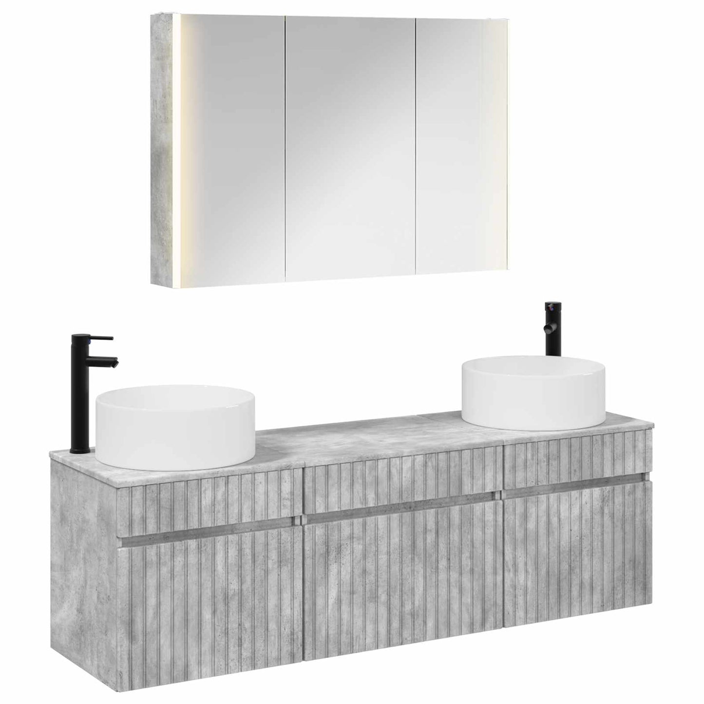 Bathroom Cabinet Set 4 pcs Concrete Grey 103.5 x 15.5 x 70 cm