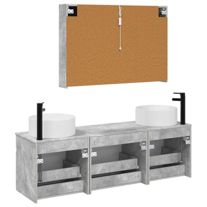 Bathroom Cabinet Set 4 pcs Concrete Grey 103.5 x 15.5 x 70 cm