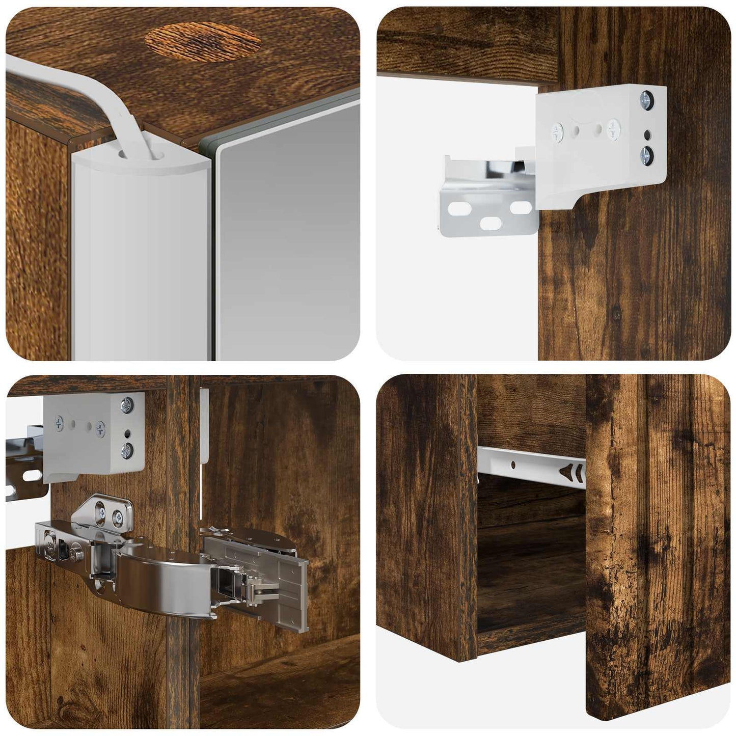 Bathroom Cabinet Set 4 pcs Smoked Oak 103.5 x 15.5 x 70 cm