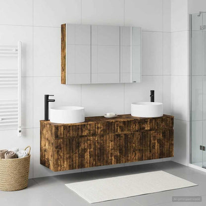 Bathroom Cabinet Set 4 pcs Smoked Oak 103.5 x 15.5 x 70 cm