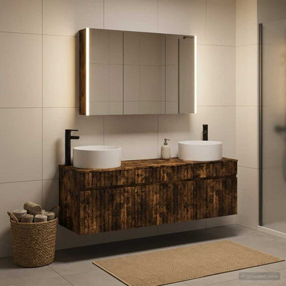 Bathroom Cabinet Set 4 pcs Smoked Oak 103.5 x 15.5 x 70 cm