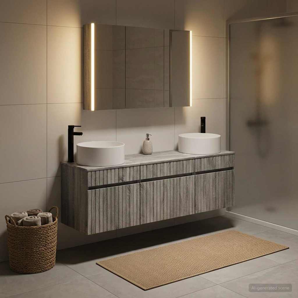 Bathroom Cabinet Set 4 pcs Grey Sonoma 103.5 x 15.5 x 70 cm