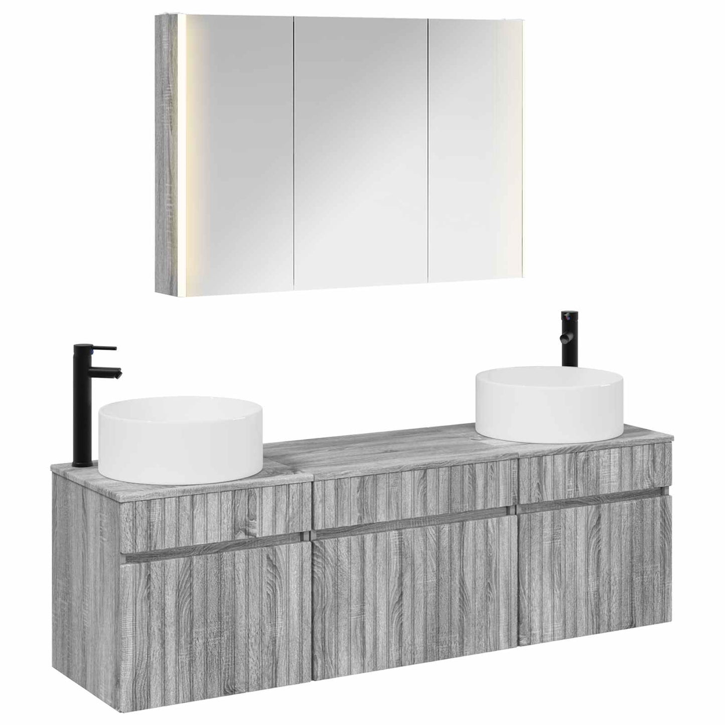 Bathroom Cabinet Set 4 pcs Grey Sonoma 103.5 x 15.5 x 70 cm