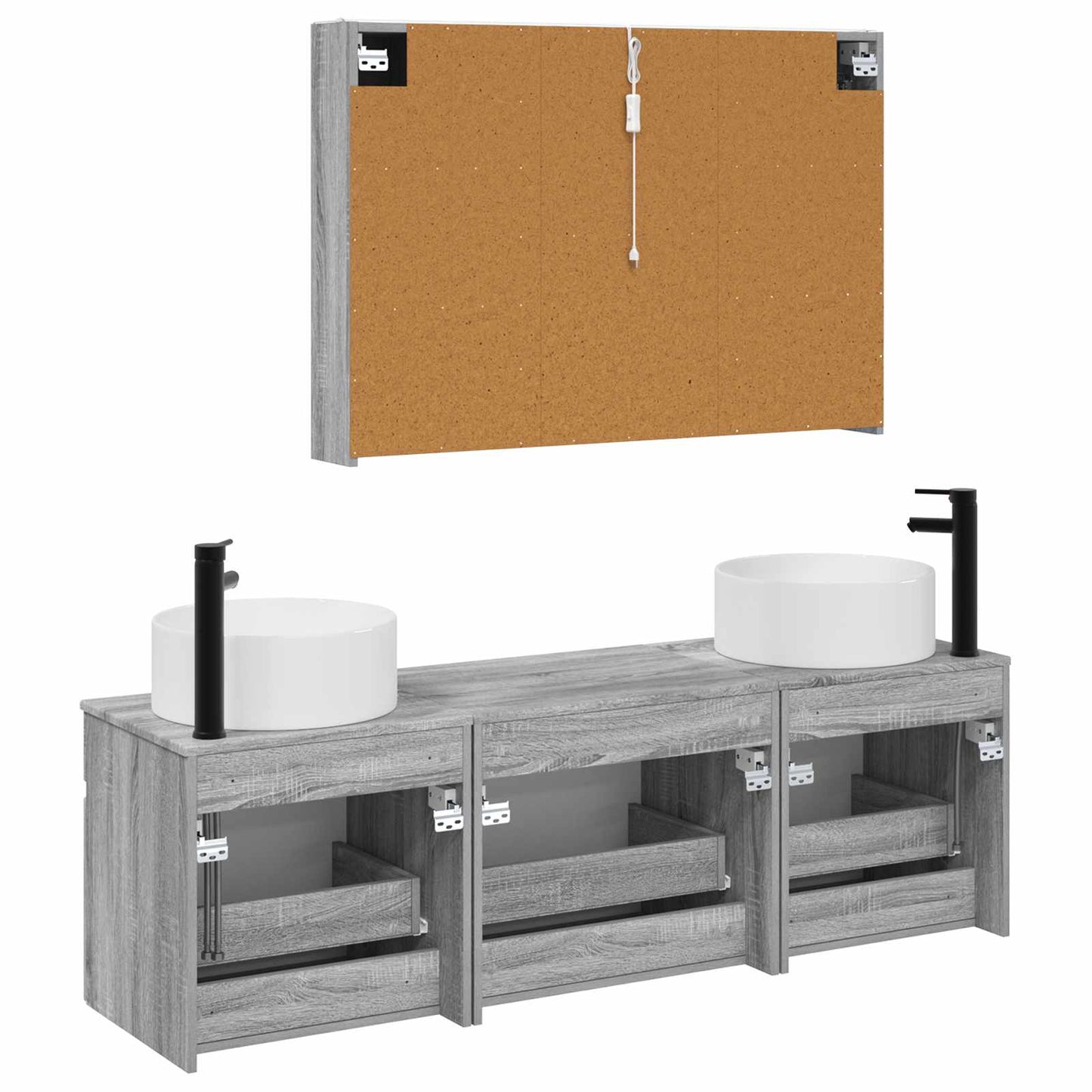 Bathroom Cabinet Set 4 pcs Grey Sonoma 103.5 x 15.5 x 70 cm