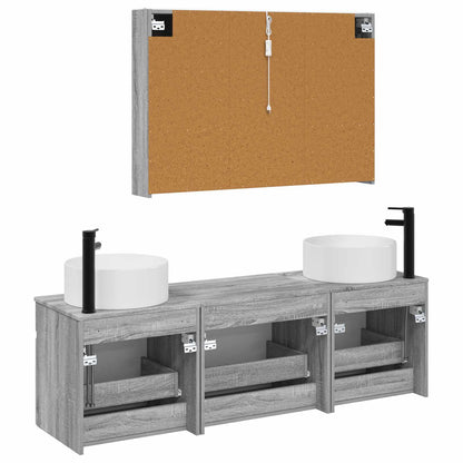 Bathroom Cabinet Set 4 pcs Grey Sonoma 103.5 x 15.5 x 70 cm