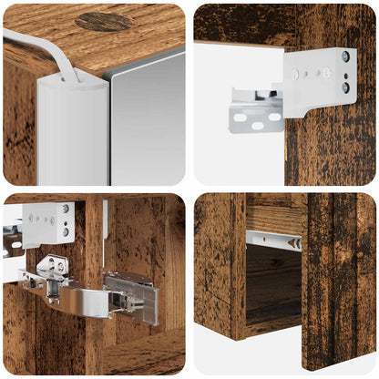 Bathroom Cabinet Set 4 pcs Old Wood 103.5 x 15.5 x 70 cm