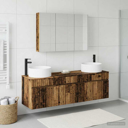 Bathroom Cabinet Set 4 pcs Old Wood 103.5 x 15.5 x 70 cm