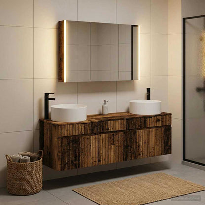 Bathroom Cabinet Set 4 pcs Old Wood 103.5 x 15.5 x 70 cm