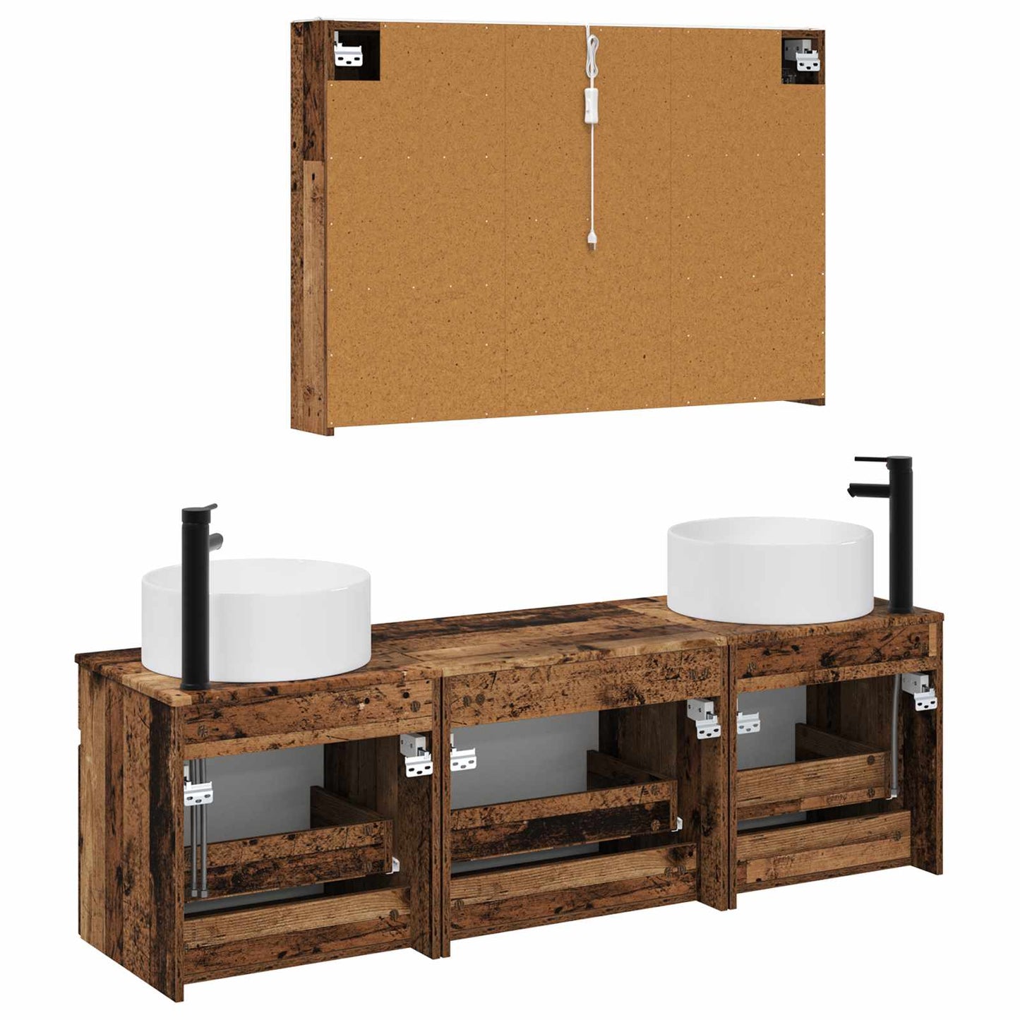 Bathroom Cabinet Set 4 pcs Old Wood 103.5 x 15.5 x 70 cm