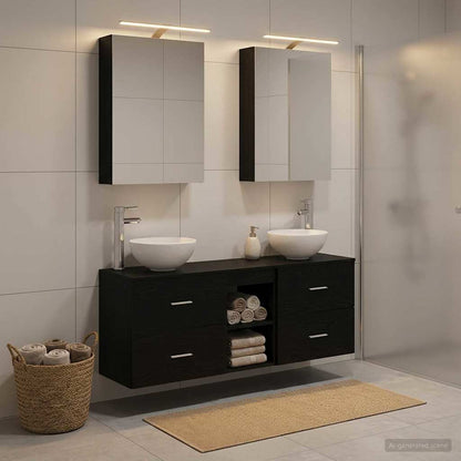 Bathroom Cabinet Set 5 pcs Black Oak 50 x 14.5 x 70 cm