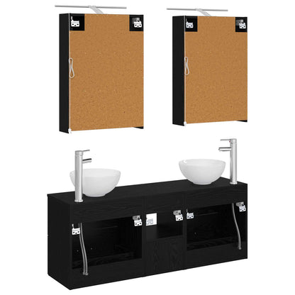 Bathroom Cabinet Set 5 pcs Black Oak 50 x 14.5 x 70 cm
