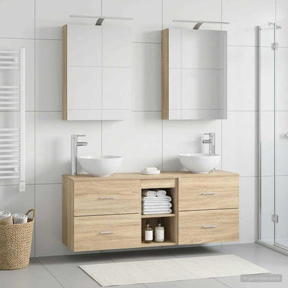 Bathroom Cabinet Set 5 pcs Sonoma Oak Engineered Wood