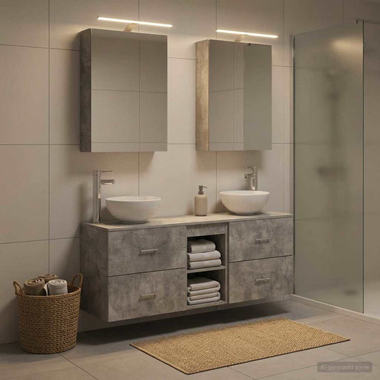 Bathroom Cabinet Set 5 pcs Concrete Grey 50 x 14.5 x 70 cm