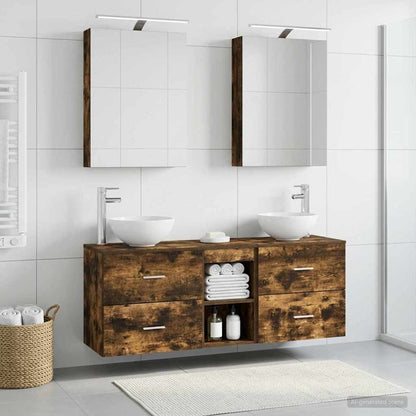 Bathroom Cabinet Set 5 pcs Smoked Oak 50 x 14.5 x 70 cm