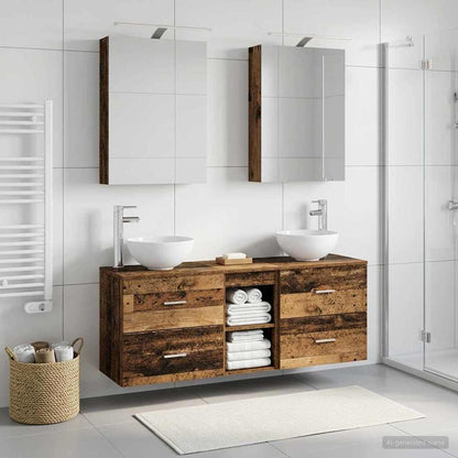 Bathroom Cabinet Set 5 pcs Old Wood 50 x 14.5 x 70 cm