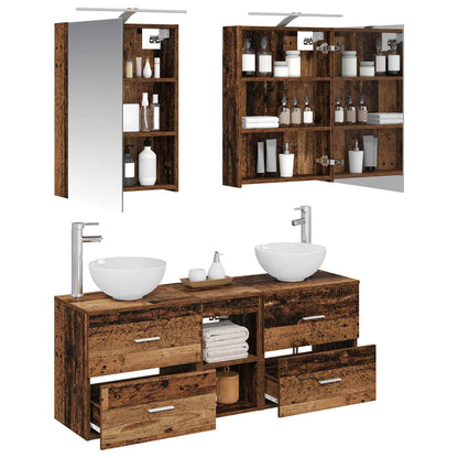 Bathroom Cabinet Set 5 pcs Old Wood 50 x 14.5 x 70 cm