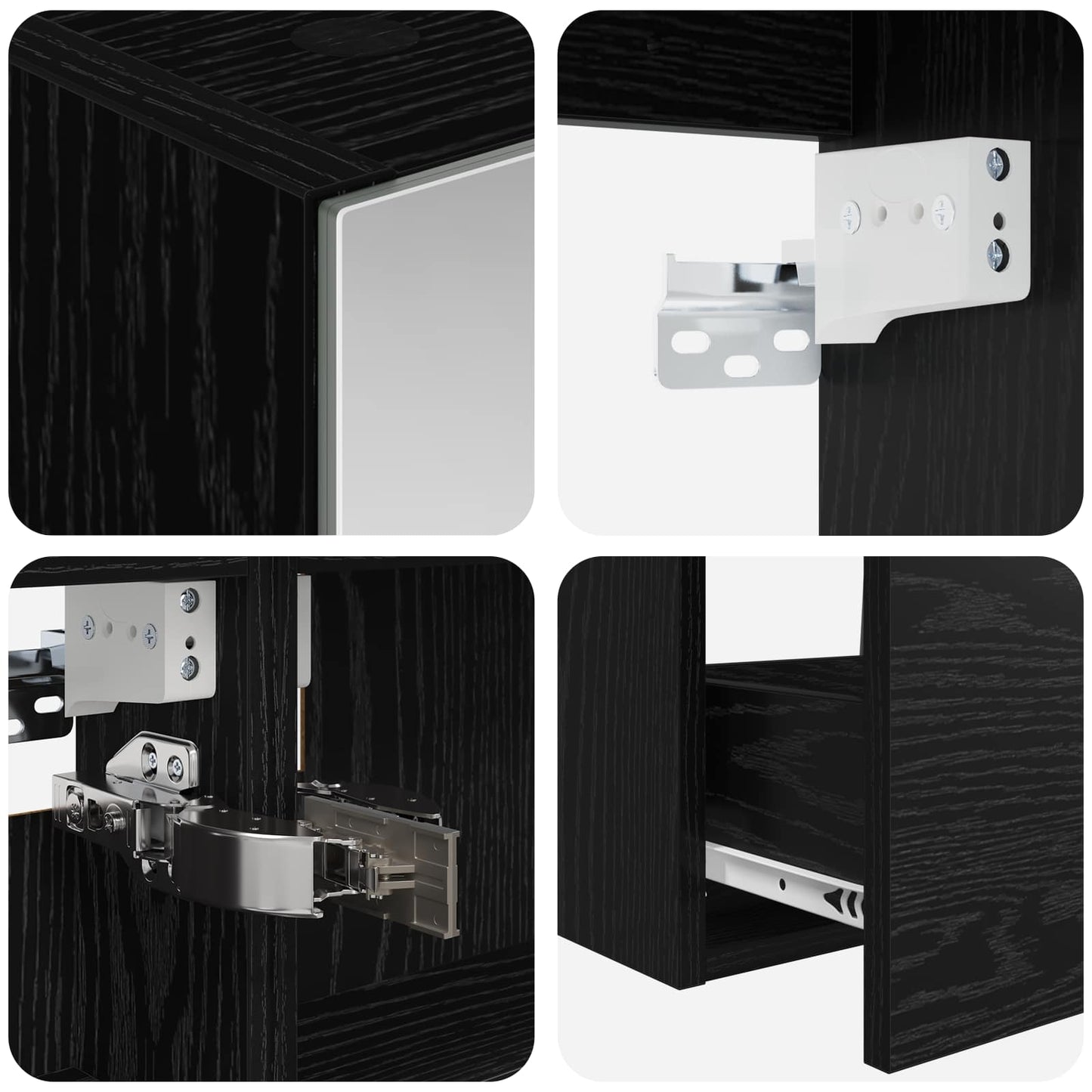 Bathroom Cabinet Set 5 pcs Black Oak 50 x 14.5 x 70 cm