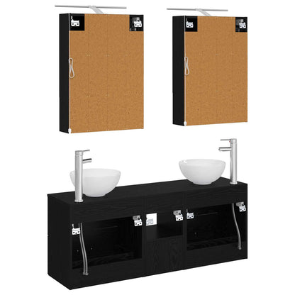 Bathroom Cabinet Set 5 pcs Black Oak 50 x 14.5 x 70 cm