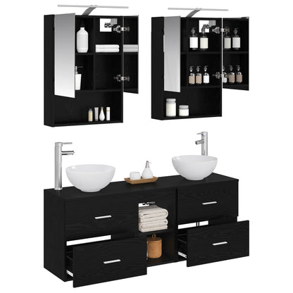 Bathroom Cabinet Set 5 pcs Black Oak 50 x 14.5 x 70 cm