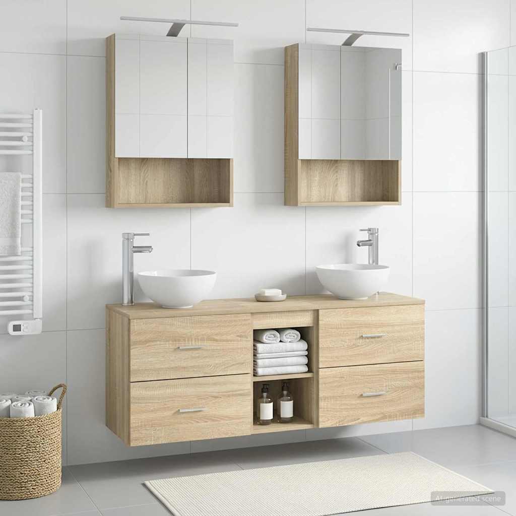 Bathroom Cabinet Set 5 pcs Sonoma Oak 50 x 14.5 x 70 cm