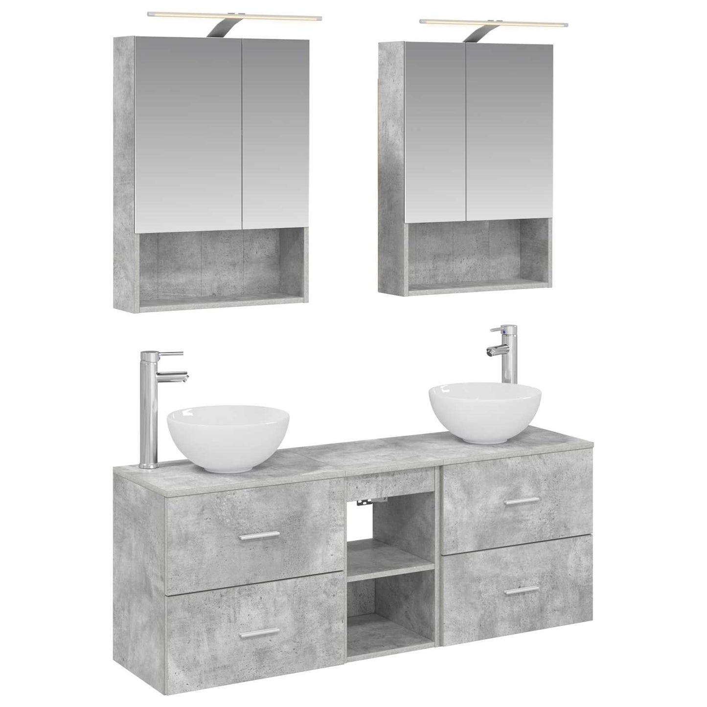 Bathroom Cabinet Set 5 pcs Concrete Grey 50 x 14.5 x 70 cm