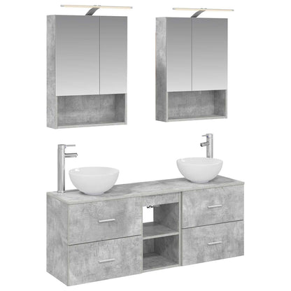 Bathroom Cabinet Set 5 pcs Concrete Grey 50 x 14.5 x 70 cm