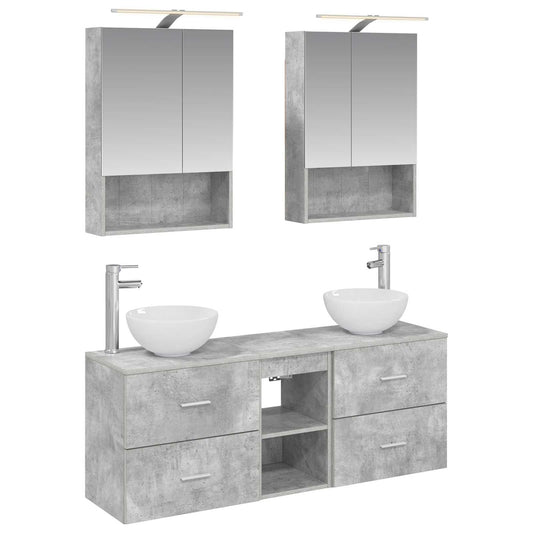 Bathroom Cabinet Set 5 pcs Concrete Grey 50 x 14.5 x 70 cm