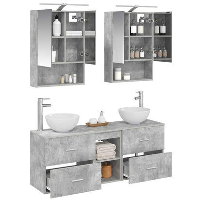 Bathroom Cabinet Set 5 pcs Concrete Grey 50 x 14.5 x 70 cm