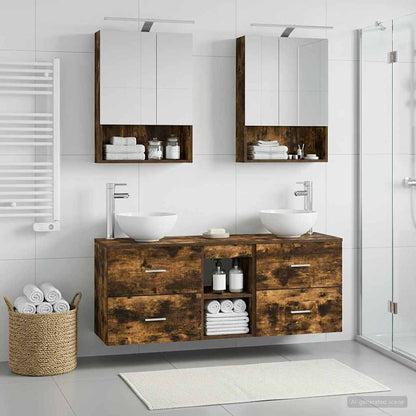 Bathroom Cabinet Set 5 pcs Smoked Oak Engineered Wood