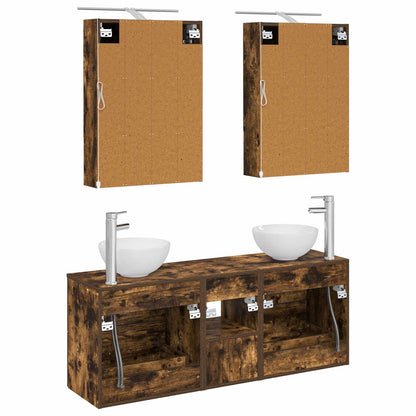 Bathroom Cabinet Set 5 pcs Smoked Oak 50 x 14.5 x 70 cm