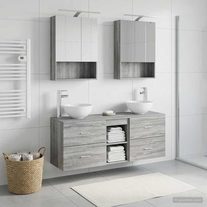 Bathroom Cabinet Set 5 pcs Grey Sonoma 50 x 14.5 x 70 cm