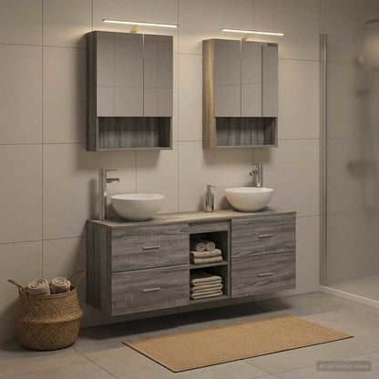 Bathroom Cabinet Set 5 pcs Grey Sonoma 50 x 14.5 x 70 cm