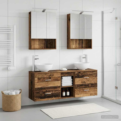 Bathroom Cabinet Set 5 pcs Old Wood 50 x 14.5 x 70 cm
