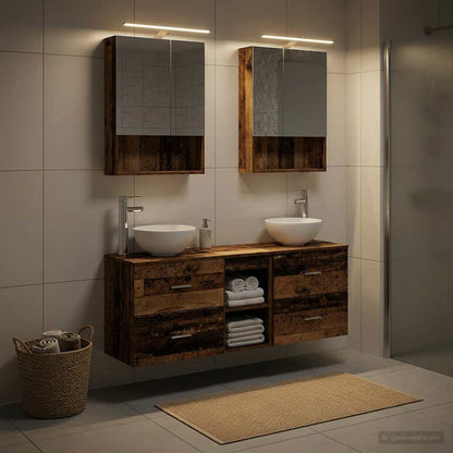 Bathroom Cabinet Set 5 pcs Old Wood 50 x 14.5 x 70 cm