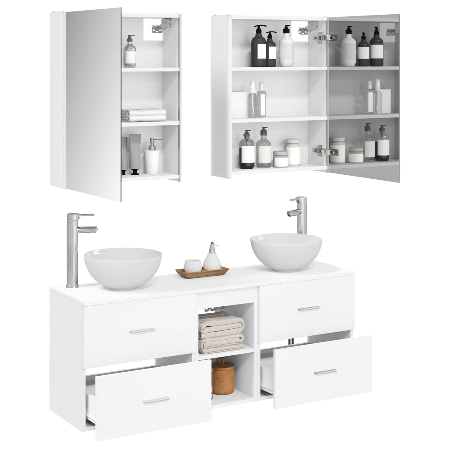 Bathroom Cabinet Set 5 pcs White 53 x 15.5 x 70 cm