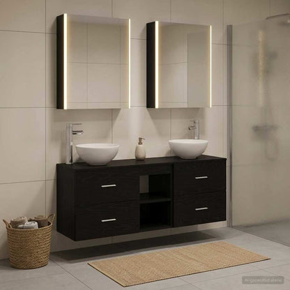 Bathroom Cabinet Set 5 pcs Black Oak Engineered Wood