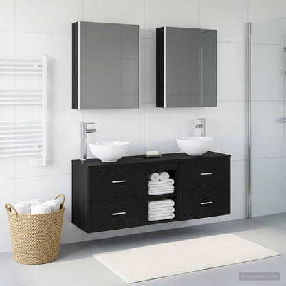 Bathroom Cabinet Set 5 pcs Black Oak 53 x 15.5 x 70 cm