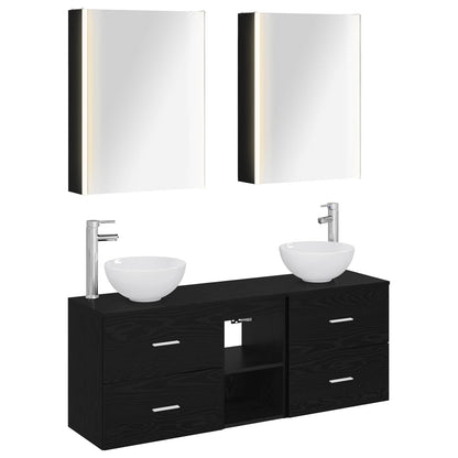 Bathroom Cabinet Set 5 pcs Black Oak 53 x 15.5 x 70 cm