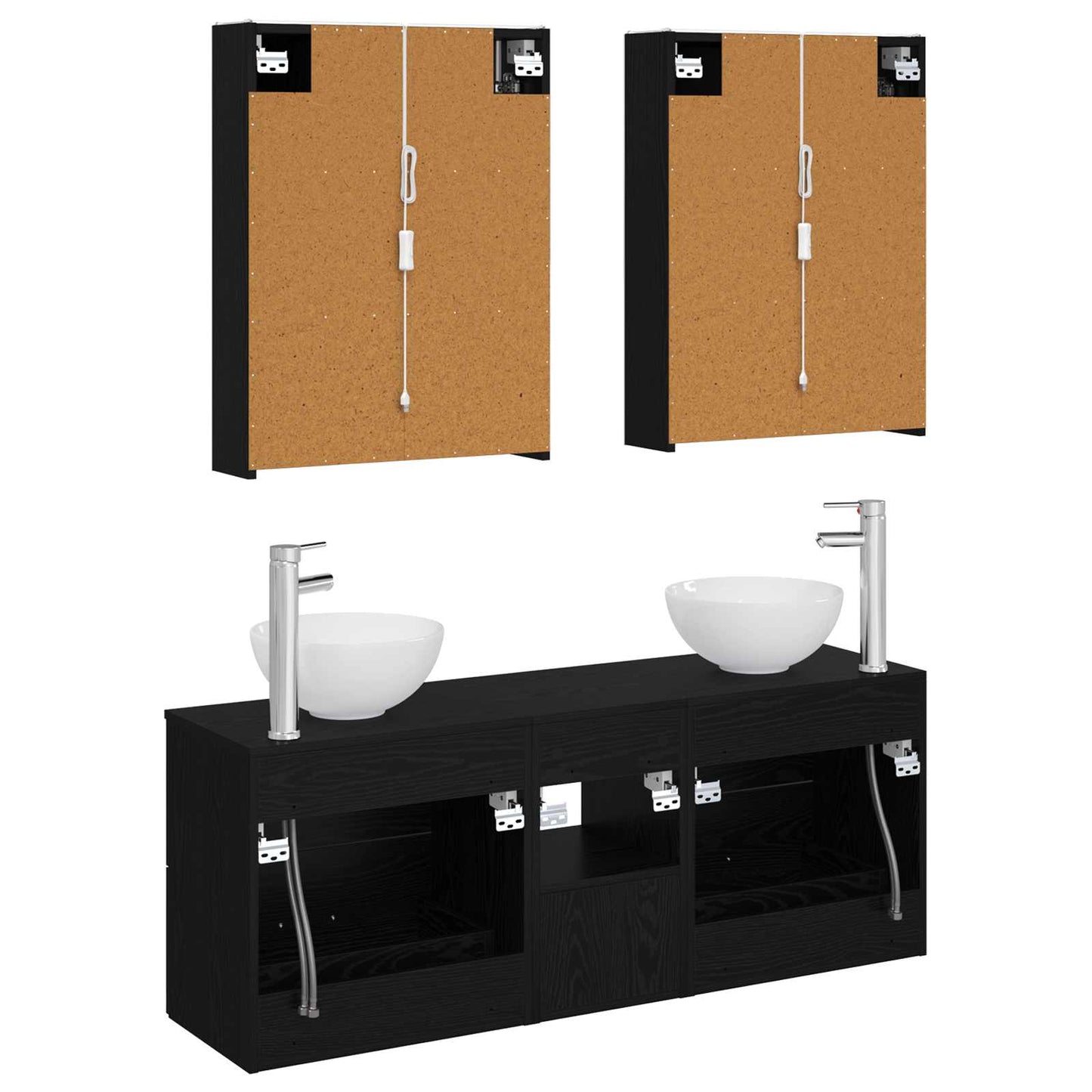 Bathroom Cabinet Set 5 pcs Black Oak 53 x 15.5 x 70 cm