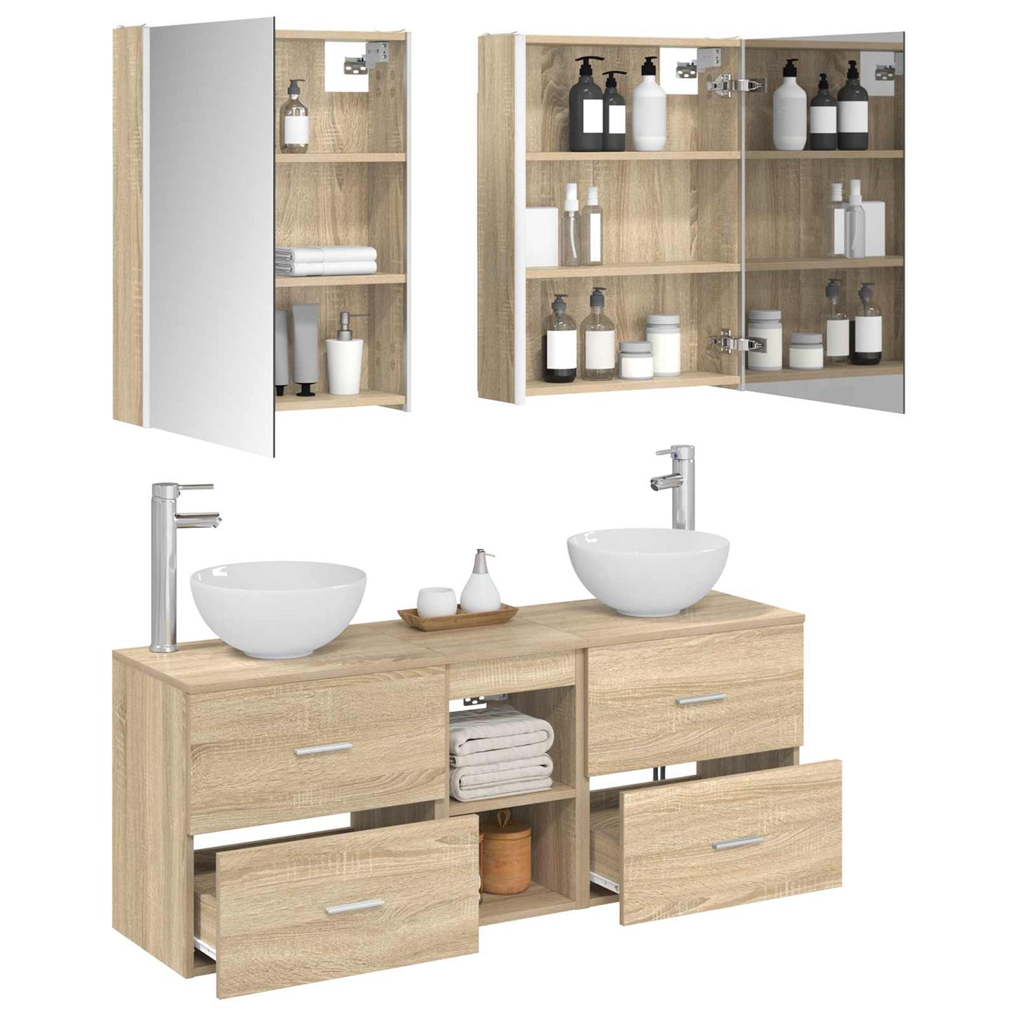 Bathroom Cabinet Set 5 pcs Sonoma Oak 53 x 15.5 x 70 cm