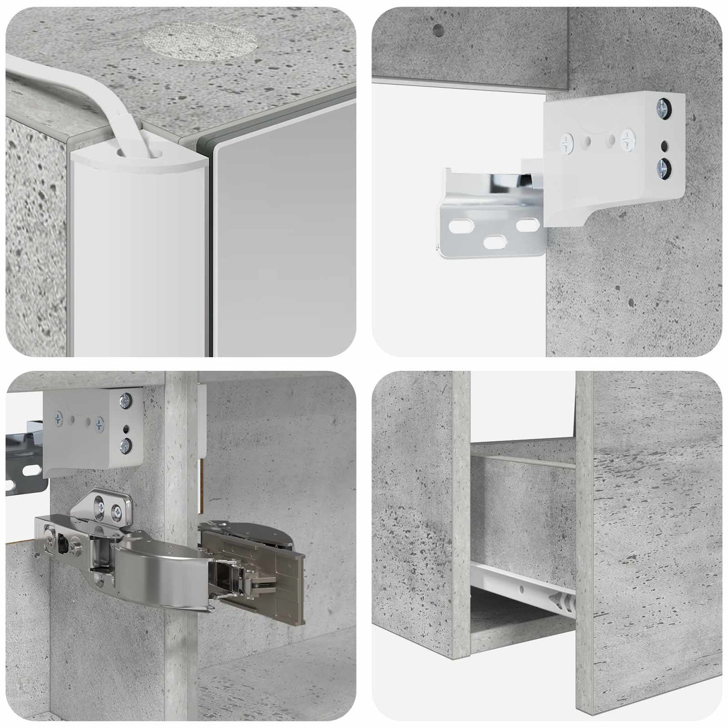 Bathroom Cabinet Set 5 pcs Concrete Grey 53 x 15.5 x 70 cm