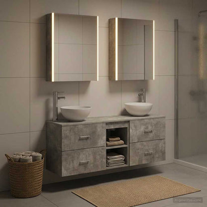 Bathroom Cabinet Set 5 pcs Concrete Grey 53 x 15.5 x 70 cm