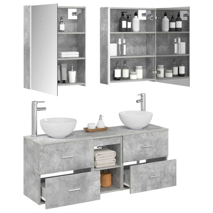 Bathroom Cabinet Set 5 pcs Concrete Grey 53 x 15.5 x 70 cm