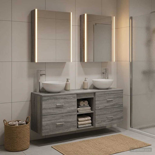 Bathroom Cabinet Set 5 pcs Grey Sonoma Engineered Wood