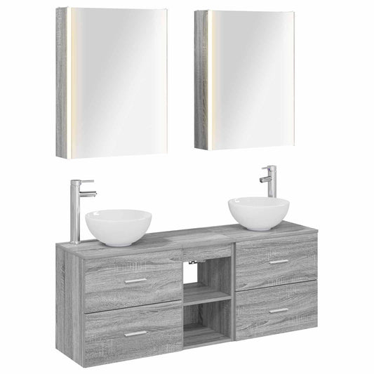Bathroom Cabinet Set 5 pcs Grey Sonoma Engineered Wood