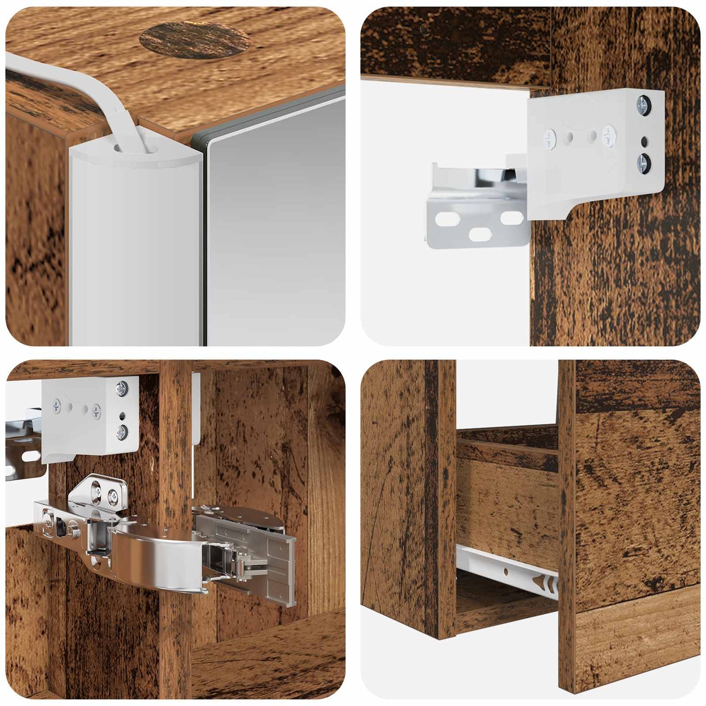 Bathroom Cabinet Set 5 pcs Old Wood 53 x 15.5 x 70 cm