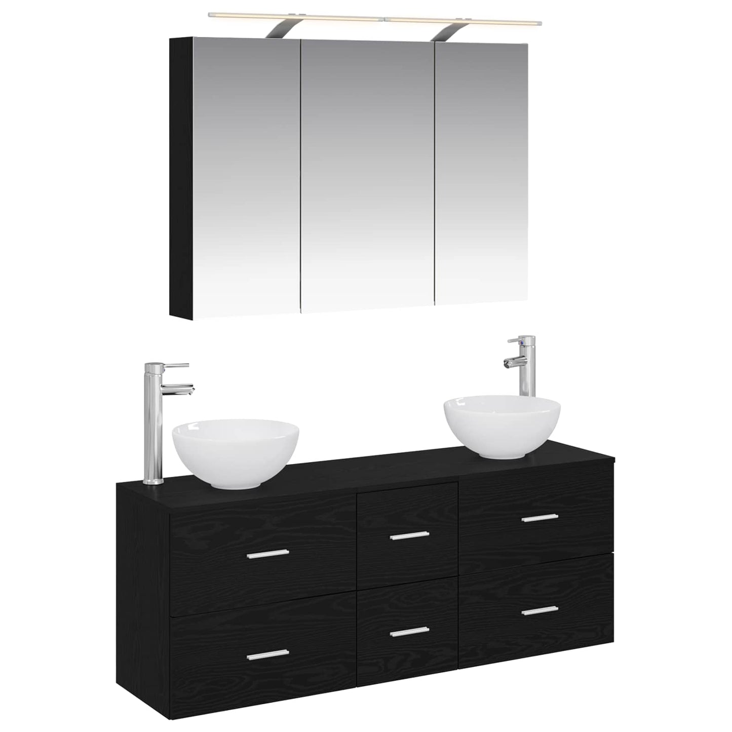 Bathroom Furniture Set 4 pcs Black Oak