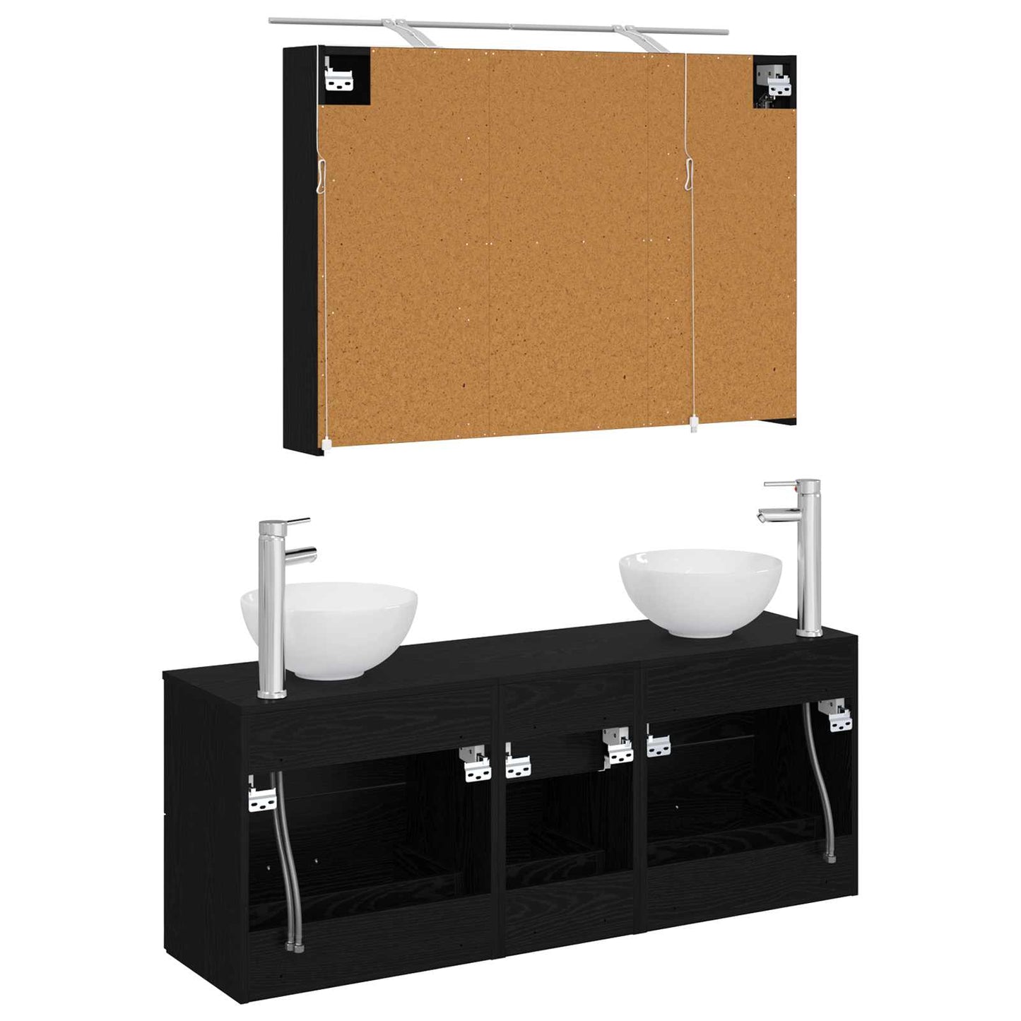 Bathroom Furniture Set 4 pcs Black Oak