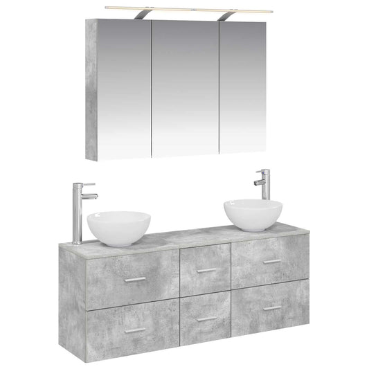 Bathroom Furniture Set 4 pcs Concrete Grey